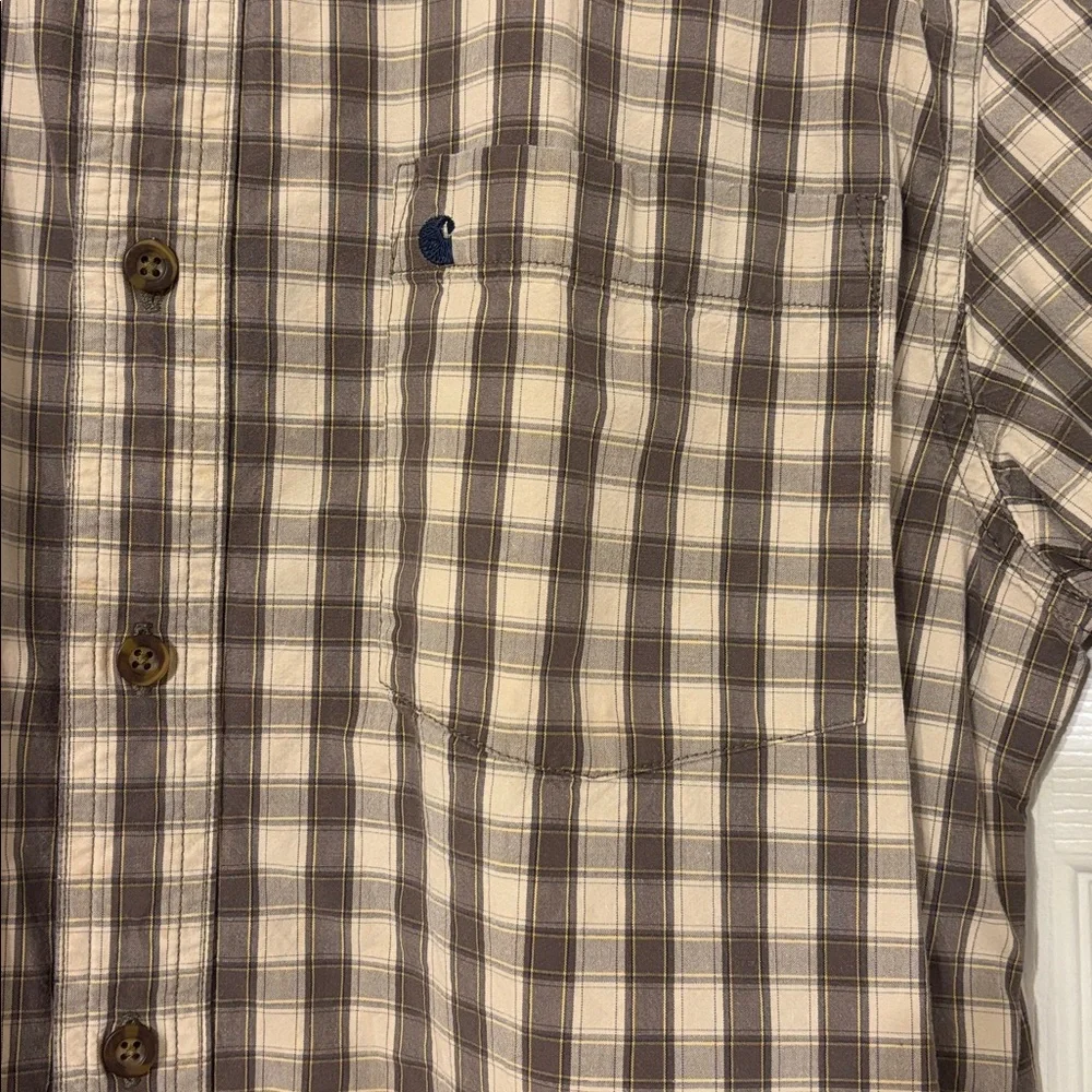 Carhartt Tan and Brown Plaid Shirt - Picture 2 of 3